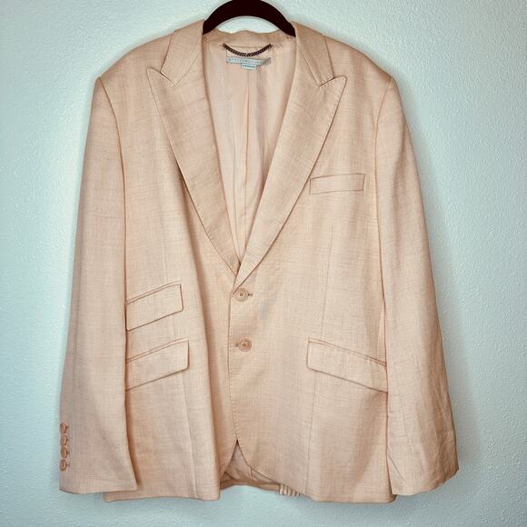 Stella McCartney Light Peach Front Button Viscose Linen Blazer Jacket 42 - Picture 3 of 14